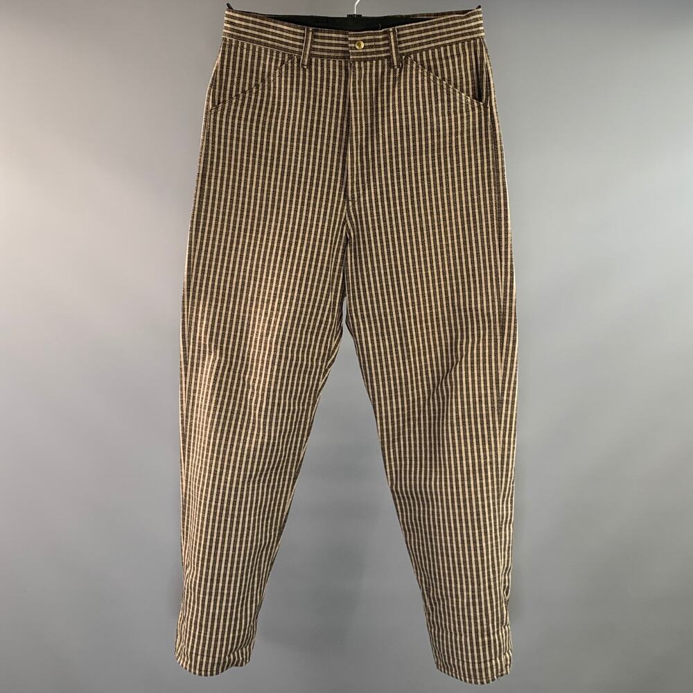KAPITAL Size 34 Brown Light brown Gingham Cotton Baggy Casual Pants
